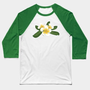 White plumeria with leaves Baseball T-Shirt